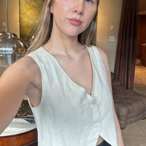 Oak + Fort Linen Vest - XS